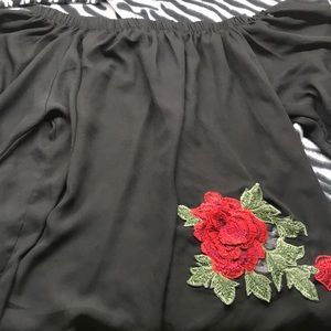 Off the shoulder sheer shirt